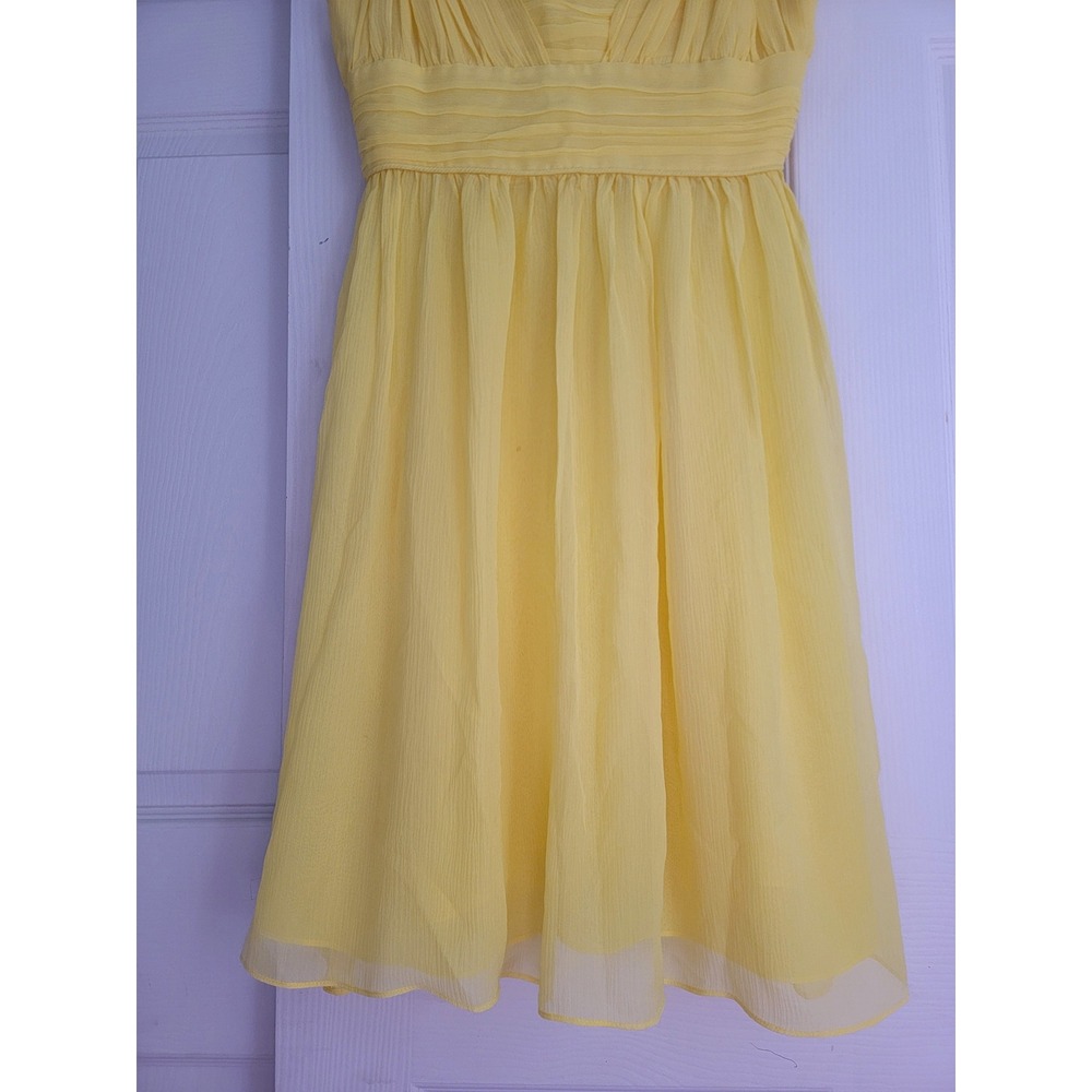 Banana Republic 100% Silk Yellow Lauren GG Mini Dress Fit & Flare Size 4 - Picture 13 of 14